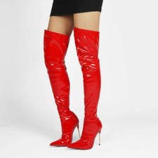 Women's Over Knee High Boots Back Zip Pointed Toe Slim Very High Heels Nightclub