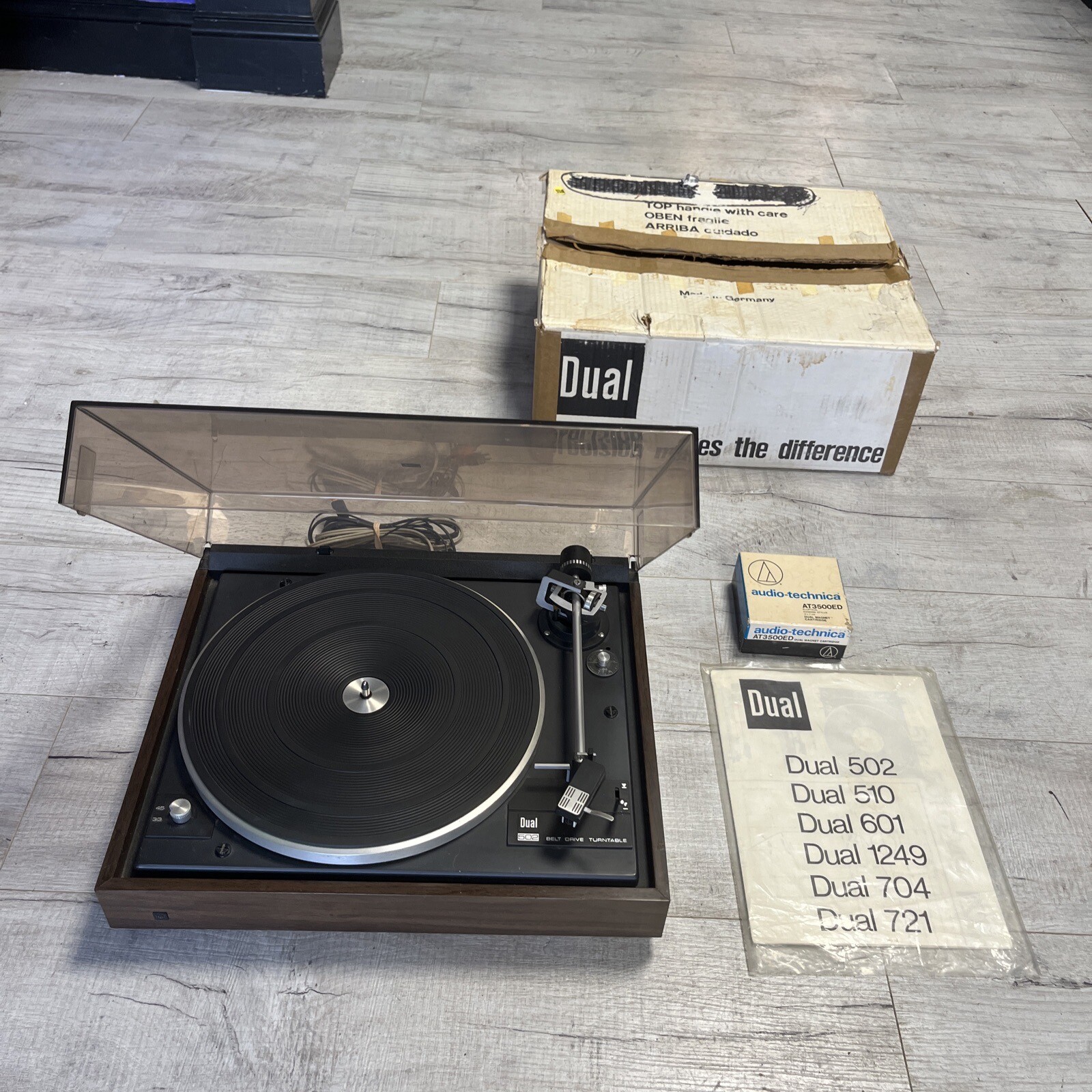 Dual 502 BeltDrive Turntable W/Original Box And Instructions. WORKS