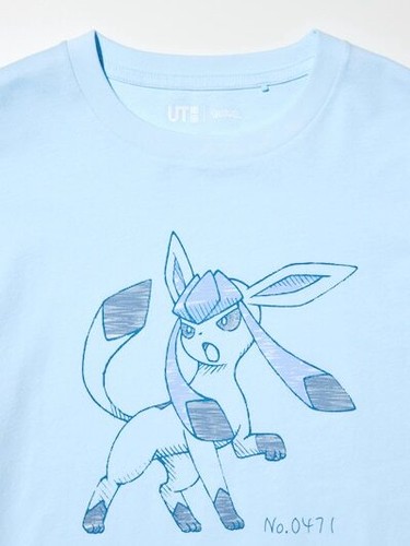 Pokémon x UT UNIQLO T-shirt Glaceon KIDS Japan BLUE - Picture 2 of 2