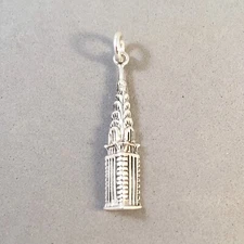 .925 Sterling Silver CHRYSLER BUILDING CHARM Manhattan NEW York City 925 TY03