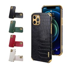 For iPhone 6D Crocodile Pattern Leather Grain Electroplating Edging Phone Case