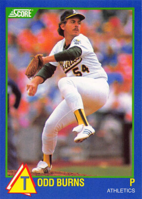 Todd Burns 1989 Score Rising Stars Rookie Baseball card #100 Oakland Athletics
