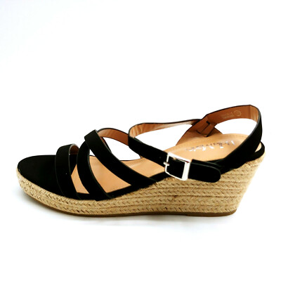 Bella Marie Womans Mayari 15 Ankle Strap Wedge Heel Sandal Black Sz 10 M NEW