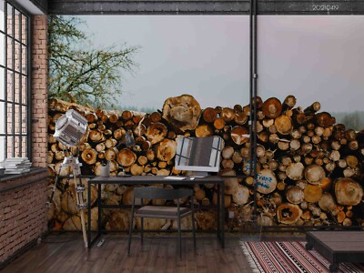 3D Tree Segment Wood Self-adhesive Removeable Wallpaper Wall Mural