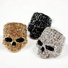 Anillo Calavera Chino Antrax Cristal Roca Dorado Plata Negro Motociclista Joyería Mujeres Hombres