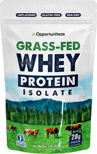 Opportuniteas Grass Fed Whey Isolate Protein Powder - Unflavored 28G Protein Pow