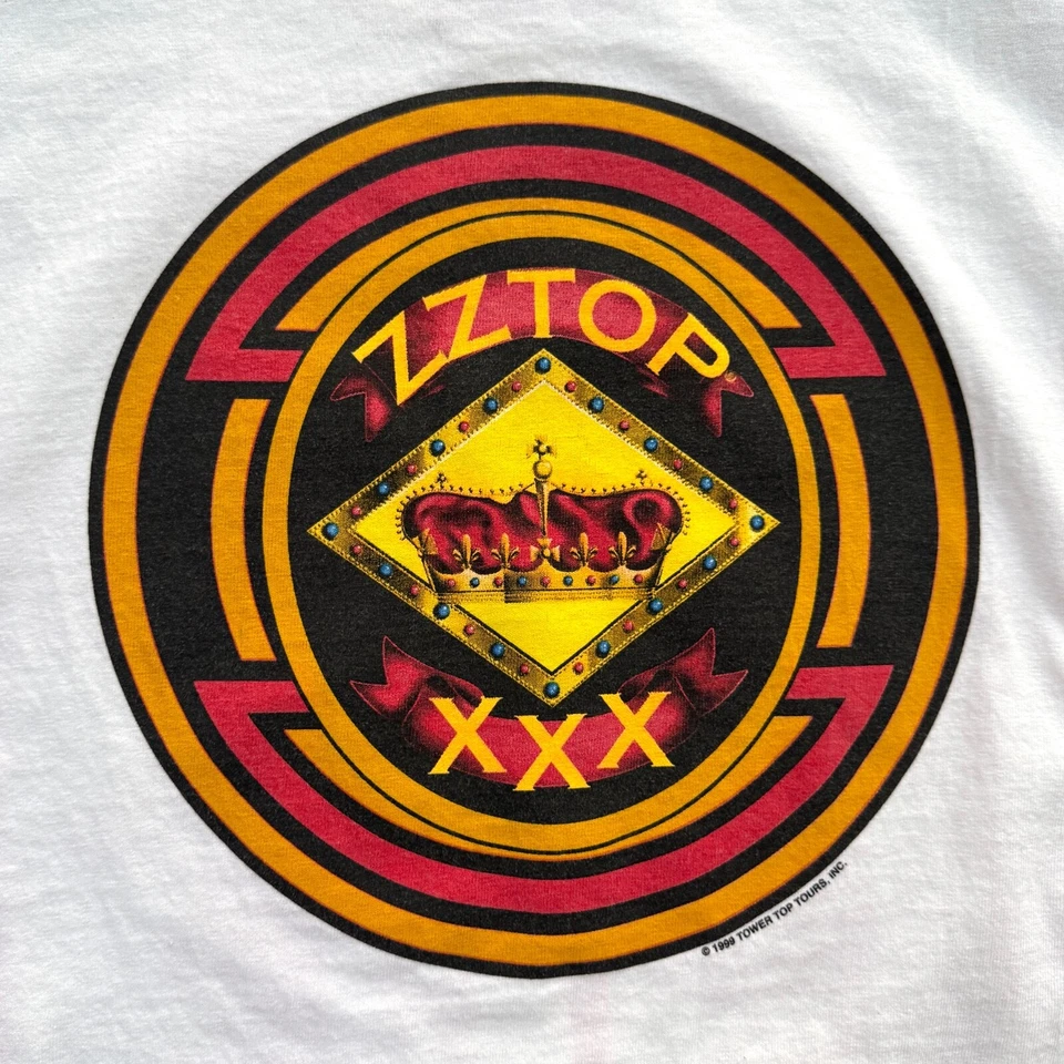 Camiseta de Colección 1999 ZZ Top XXX Tour Blanca Para Hombre Grande Torre Top Tours Banda de Rock Foto 3 de 4
