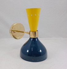 1950's Mid Century Brass Italian Diabolo Wall Sconce Light Wall Fixture Lamps