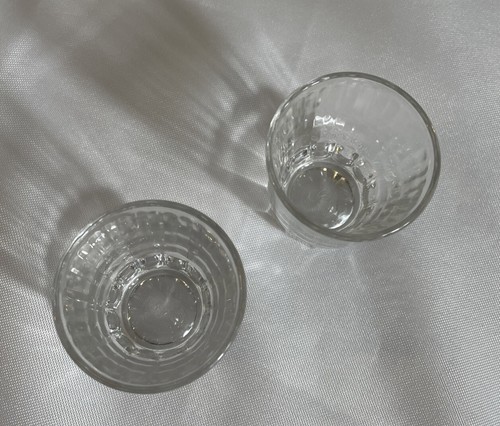 Vintage Federal Glass Shot Glasses Clear Ribbed Set of 2 MCM Midcentury Barware - Picture 3 of 5