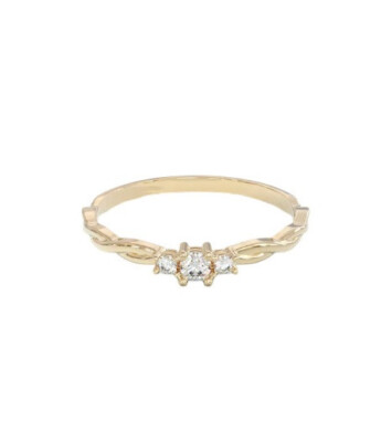 14K Solid Gold Twisted Diamond Ring, Dainty Engagement Ring Diamond Promise Ring