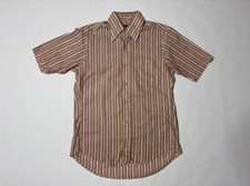 1970s Mens Striped Cotton Short-Sleeve Button-Down Shirt Size Medium Vintage