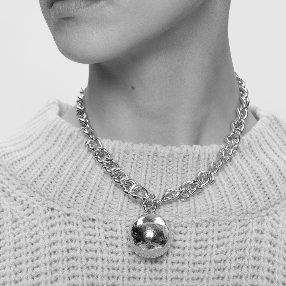 BOTTEGA VENETA Sterling Silver Chain Necklace with Sphere