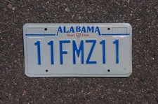 ALABAMA Vintage License Plate # 11 FMZ 11 - Heart of Dixie
