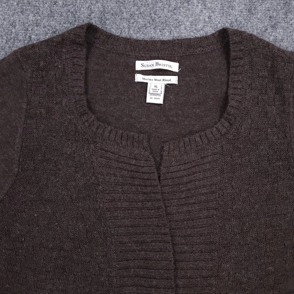 Suéter para mujer Susan Bristol XL mezcla de lana merino cinturón frente abierto cárdigan Foto 3 de 4