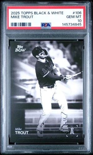 2025 Topps Black & White Mike Trout PSA 10 #106 Angels