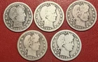Lot of (5) Barber Quarters. Mixed Years