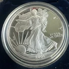 2001 W Proof $1 American Silver Eagle Dollar In Case