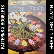 Vtg Clark's/ONT/JP Coats Book #268 "Floral Doilies" ©1950 11 Doilies to Crochet