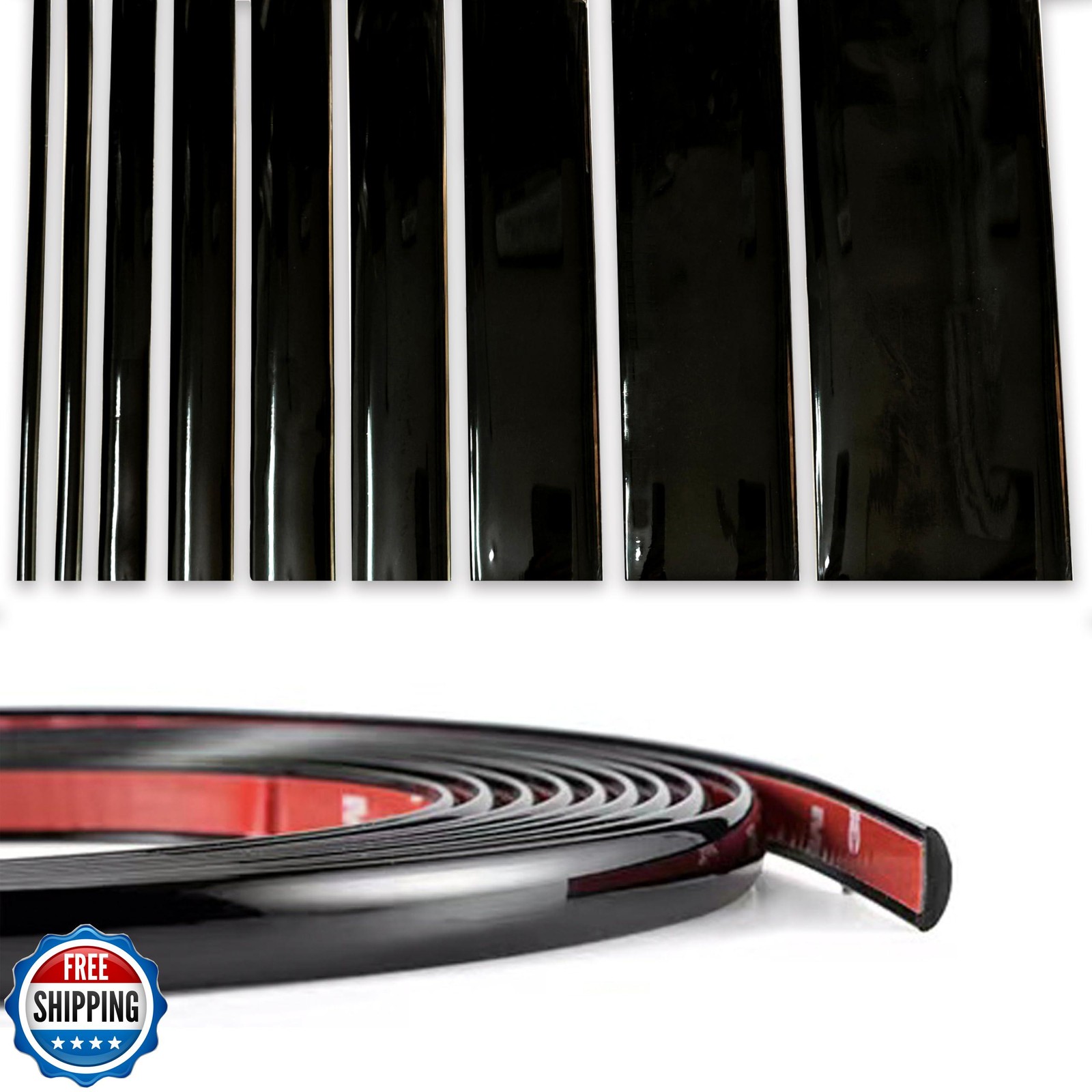 NANSH 16Ft Glossy Black Extra Thick Auto Molding Trim Universal Bumper Window