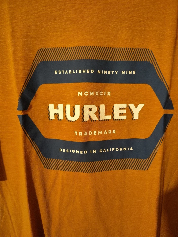 Men's XL OrangeHurley Tee Shirt short Sleeve Surfer Shirt Established 99' - Image 2 of 4