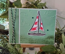 STAMPIN UP CARD KIT- SAIL BOAT   Makes 4-Set #25.442