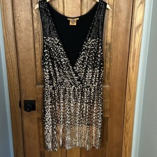 Tory Burch Large Sequin Mini Dress Gold Party Cocktail Sexy Birthday Glam 🖤