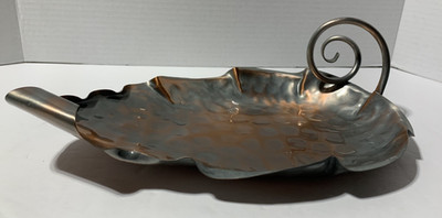 Vtg Gregorian Copper Leaf hand held tray or trinket dish Hand Hammered 304