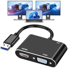 USB 3.0 to HDMI VGA Adapter, USB to HDMI USB to VGA Adapter for 2 Monitors, 1...