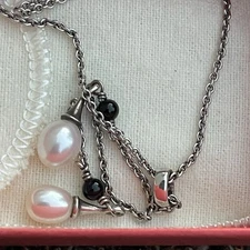 James Avery Retired Cascading Pearls And Onyx Necklace 