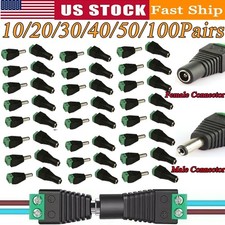 10-100Pairs 12v Male Female 2.1x5.5mm Dc Power Jack Plug Adapter Connector Lot