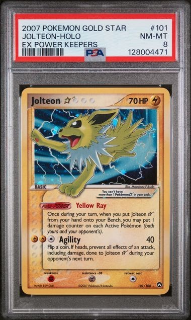 2007 Pokemon EX Power Keepers Jolteon Gold Star #101 Holo PSA 8