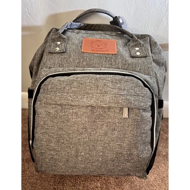KeaBabies Gray Diaper Bag Backpack Multi-Function Travel Bag with Changing Pad