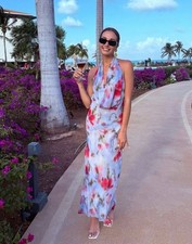 ZARA NEW SS25 PRINTED MIDI HALTER DRESS 3Multicolored | 3063/225_XS-XL