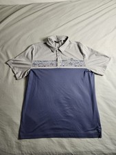 Travis Mathew Polo Shirt Mens Size XL Gray Blue Striped Golf Lightweight NEW