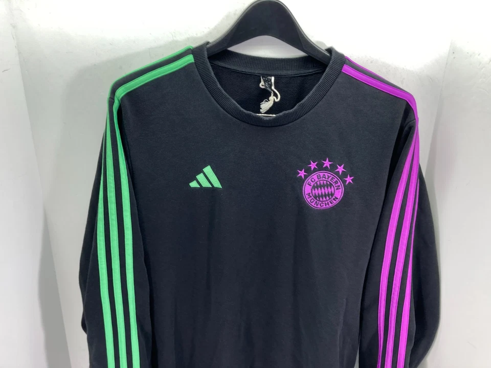 Sudadera de Entrenamiento de Fútbol Bayern Munich Adidas Para Hombre M Negra Manga Raglán Logo Foto 4 de 4