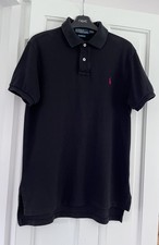 Ralph Lauren Black Short Sleeve Polo Shirt Size M Custom Fit 