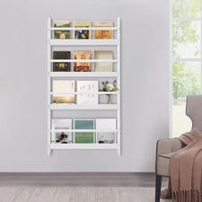 4-Tier Magazine Rack Wall Mounted Bookshelf Modern Display Holder PVC Organizer