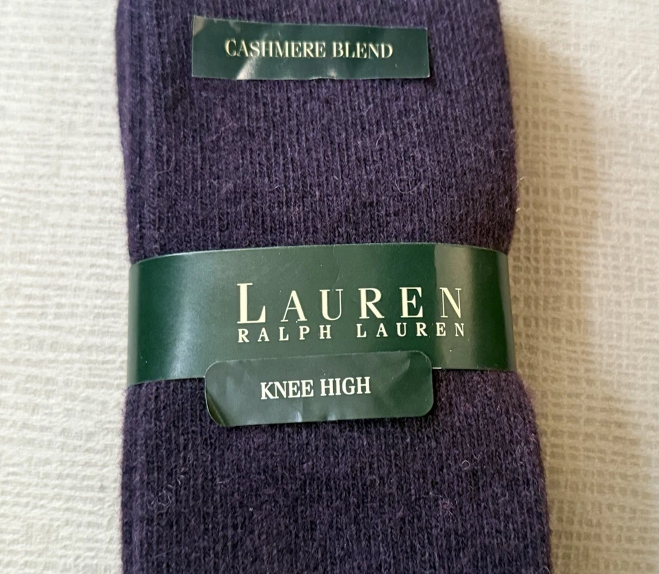 Calcetines hasta la rodilla de mujer de mezcla de lana de cachemir Lauren Ralph Lauren de colección ciruela talla 9-11 nuevos en stock Foto 2 de 4