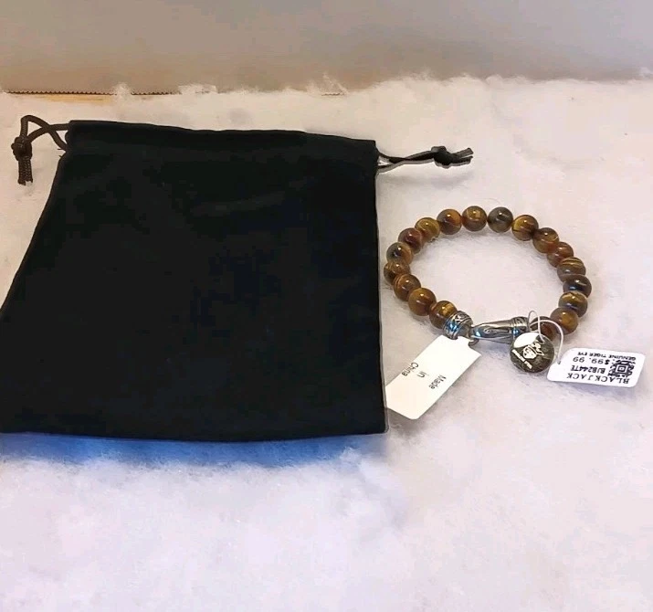 Pulsera BLACKJACK Hombre Ojo de Tigre Acero Inoxidable Cuentas BJB244TE Foto 2 de 4