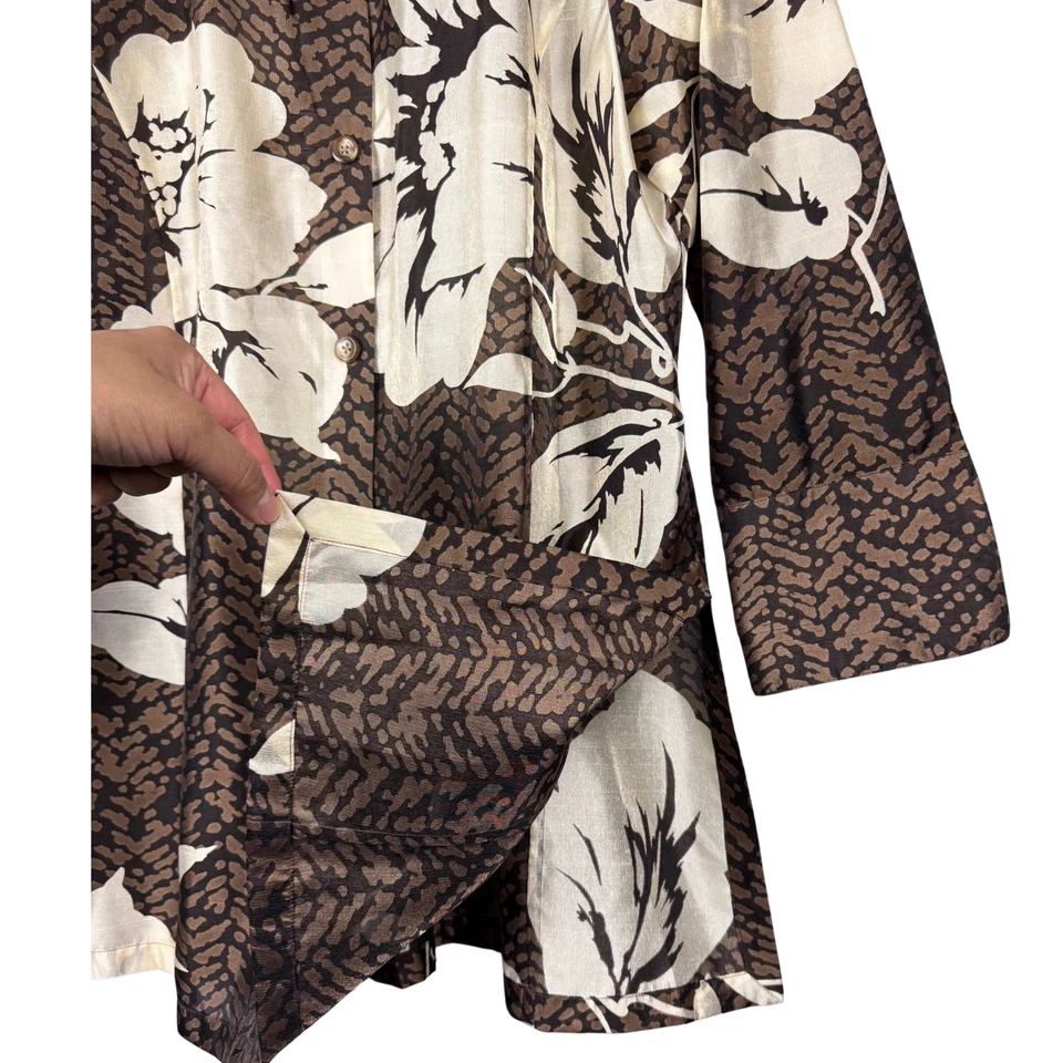 Blusa túnica Ellen Tracy para mujer mezcla de seda estampado floral animal clásica 12 (L) nueva Foto 4 de 4
