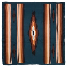 Wyoming Traders Aztec Silk Scarf, Regular, 34.5x34.5, Teal-Tan (Att)