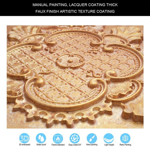 Ancient Ceiling Tiles Suspended Wall Panels 2'X2' PL80 Vintage brown gold 10pcs - Picture 3 of 24