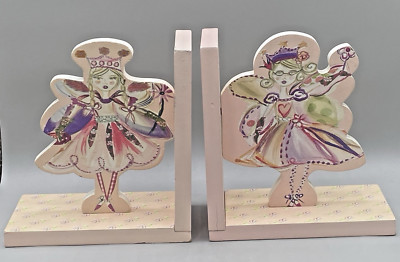Colleen Karis Designs Wooden Bookends Princess Ballerinas 7.5''H x 7''W