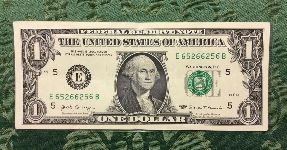 RADAR REPEATER 65266256 E/B 2017 fancy serial number PALINDROME One Dollar Bill - Image 4 of 4