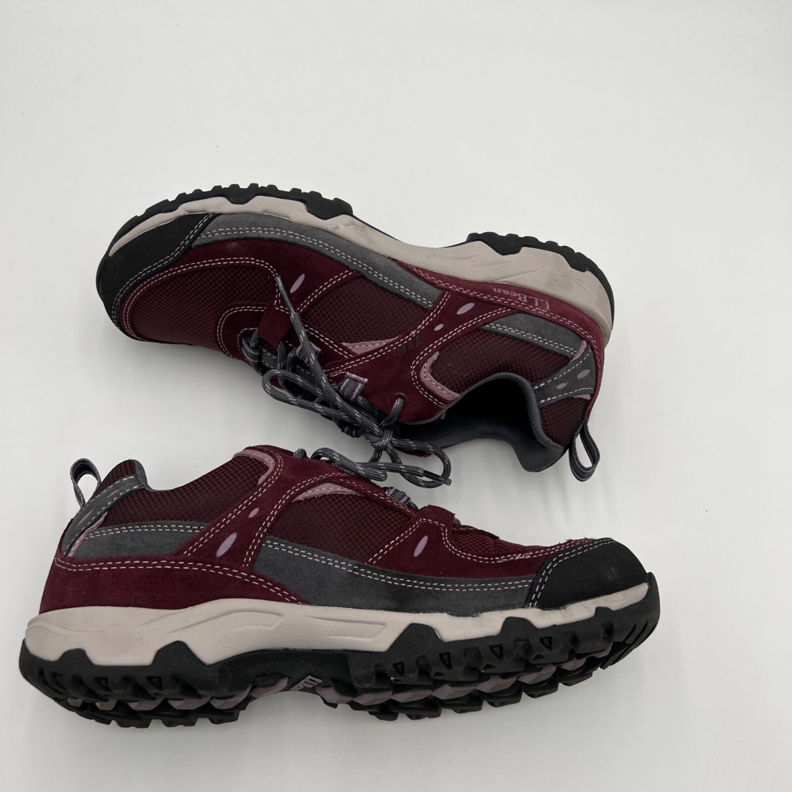 LL Bean Women's Trail Model 4 Hiking Shoes Maroon gray woman's size 9.5