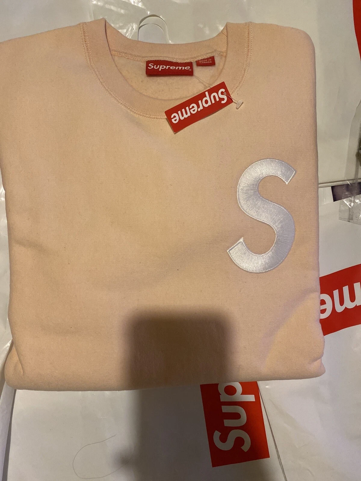 Col rond logo Supreme Peach S neuf avec étiquette Fw2016