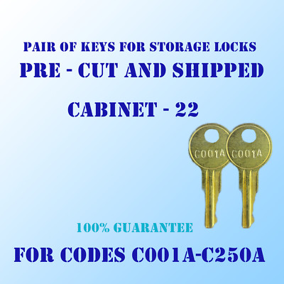 C001A-C250A. pair of keys for Cabinets and Storage units. Pre cut to ...