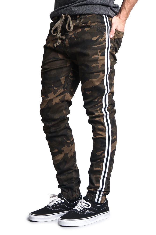 Victorious Mens Elastic Waist Side Stripe Jogger Twill Pants Victorious Mens Elastic Waist Side Stripe Jogger Twill Pants