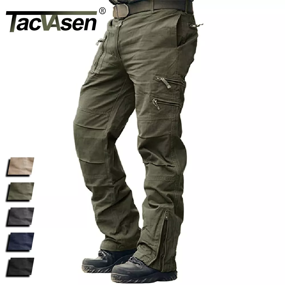 Tactical Cargo Pant Hommes Solide Combat Armée Pantalon Militaire Homme  Décontracté Automne Ix2 Coton Nombreuses Poches Pantalon