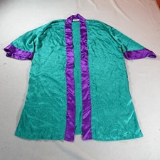 Vintage Victorias Secret Robe Womens One Size Green Embroidered Silky Duster